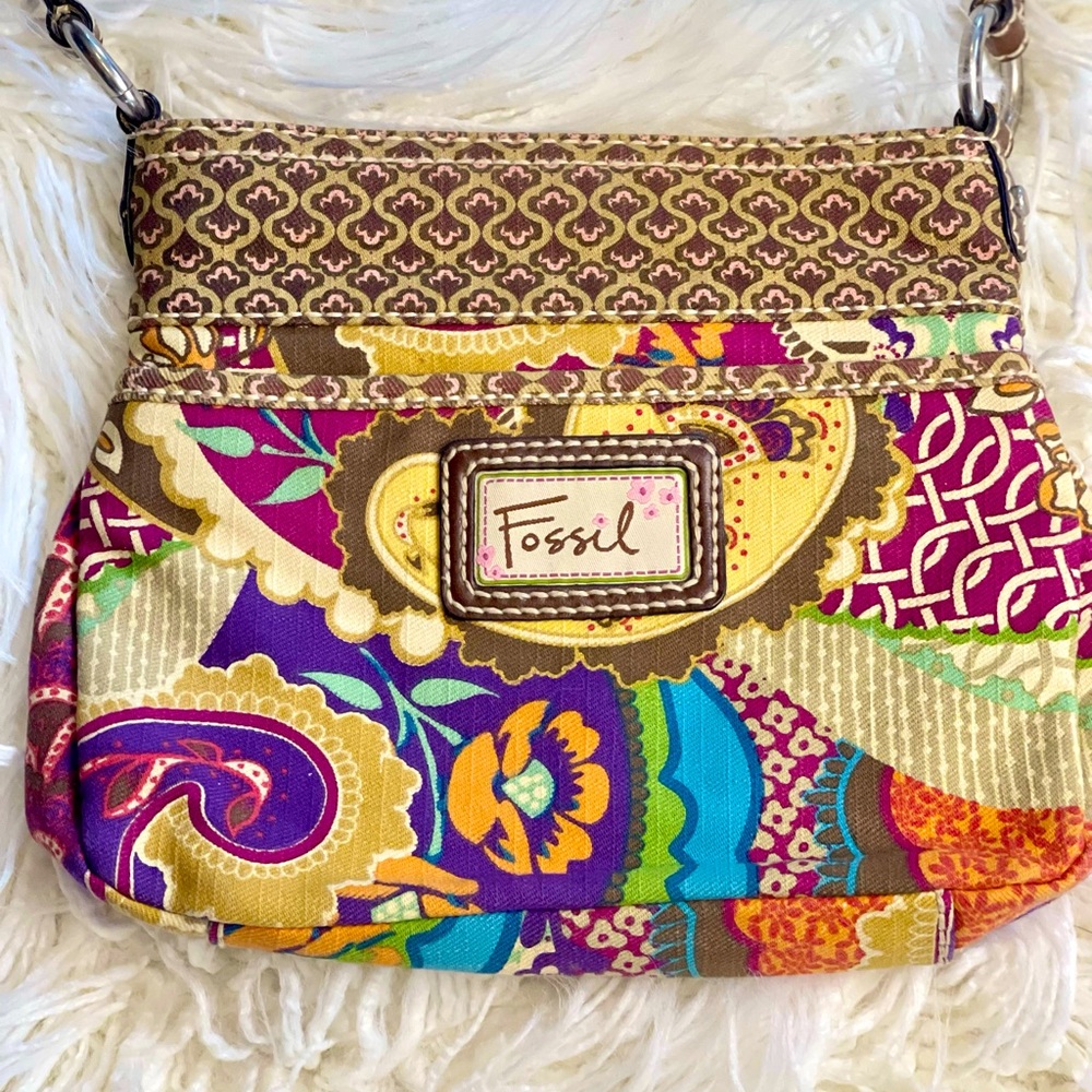 Fossil Boho Multi Color Crossbody Bag Vintage Euc - image 3